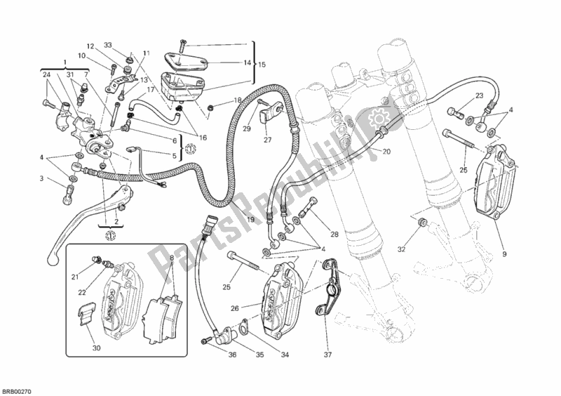 Todas as partes de Sistema De Freio Dianteiro do Ducati Streetfighter S USA 1100 2010